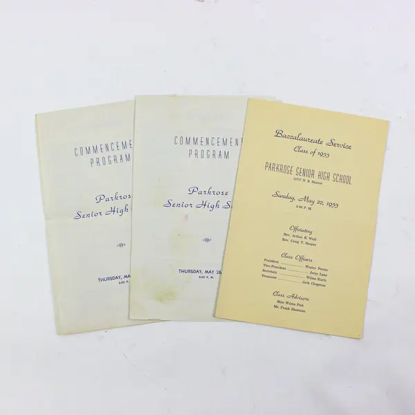 Parkrose Senior High School Portland OR Graduation Programs 1955 Set of 3