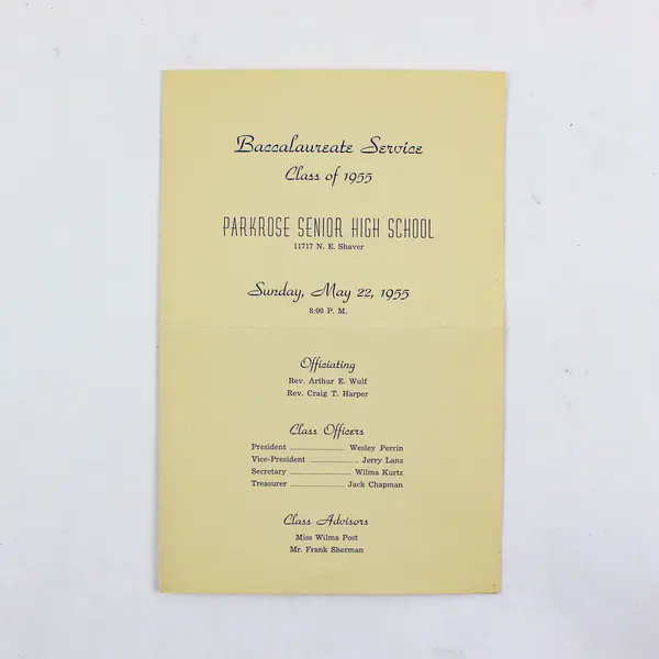 Parkrose Senior High School Portland OR Graduation Programs 1955 Set of 3