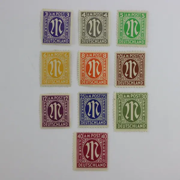 Lot of 10 AM Post Germany Pfennig Stamps Mint Hinged 