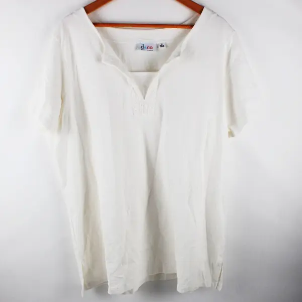 D&Co Women's White Short Sleeve Tunic Top Plus Size 2X