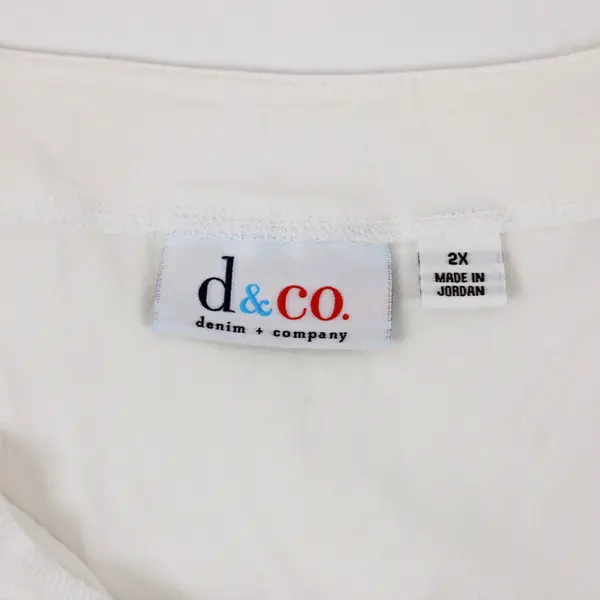 D&Co Women's White Short Sleeve Tunic Top Plus Size 2X
