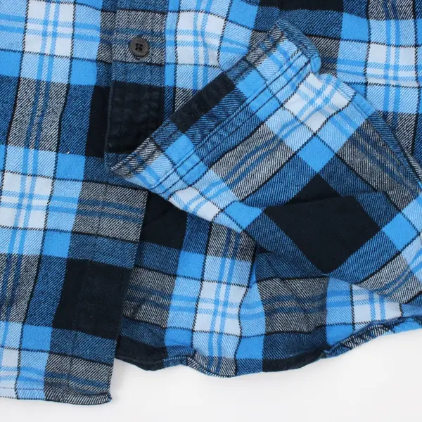 Amazon Essentials Men's Large Blue Plaid Long Sleeve Button-Up Shirt