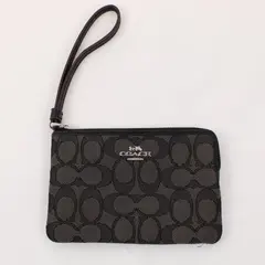 Coach Signature Jacquard Gray Wristlet Wallet Pre-Owned