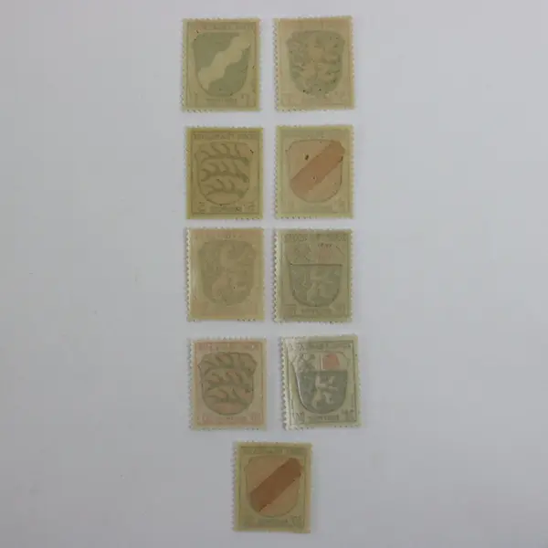 Germany French Zone 1945-46 Scott 4N1-4, 4N6-10 9 Stamps Coat Arms