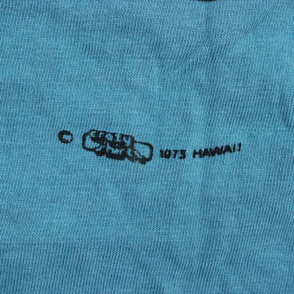 1973 Crazy Shirts Elephant Country Blue Mens Tee Large 100% Cotton FLAWED