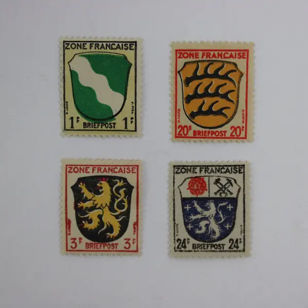 Set of 4 French Zone Germany 1945 Briefpost Mint Hinged Stamps 