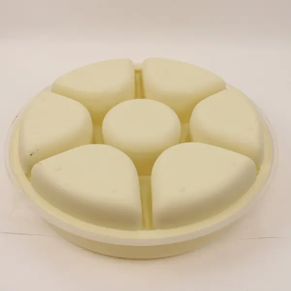 Beige Round Divided Serving Tray with Lid 7 Compartments 14.5in
