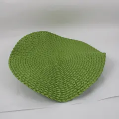 Round Woven Placemat 15 Inch Green Scalloped Edge Table Mat