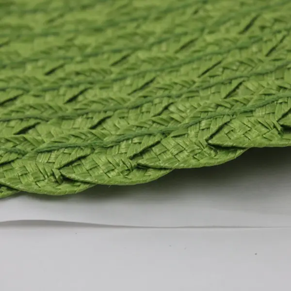 Round Woven Placemat 15 Inch Green Scalloped Edge Table Mat