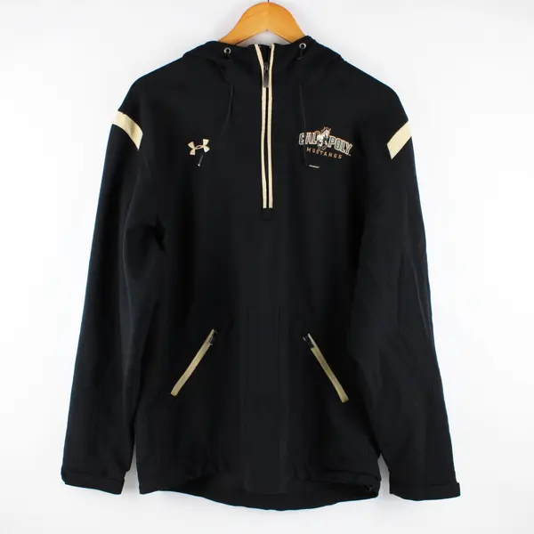 Under Armour Cal Poly Mustangs Men's Hooded Windbreaker Black Tan M