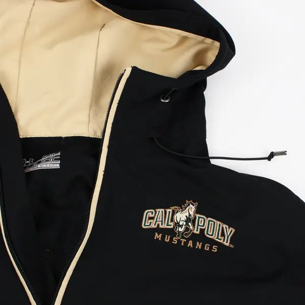 Under Armour Cal Poly Mustangs Men's Hooded Windbreaker Black Tan M