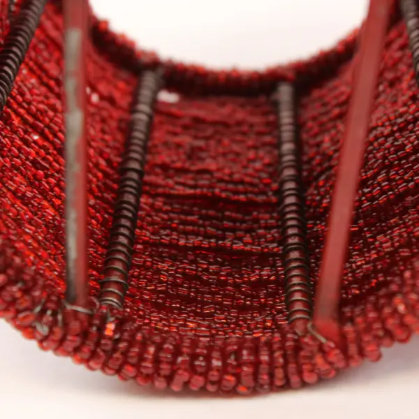 Set of 3 Red Beaded Votive Candle Holders 3.5'' Tall
