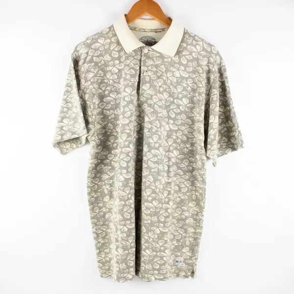 Wrangler Hero Men's Polo Shirt Large Beige Floral Print