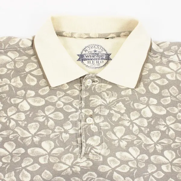 Wrangler Hero Men's Polo Shirt Large Beige Floral Print