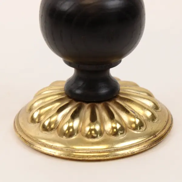 Pair of Vintage MCM Wood Gold Tone Candle Holders Hanging Snuffer