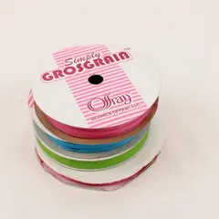 Lot of 4 Offray Grosgrain Ribbon Pink White Polka Dot Blue Green
