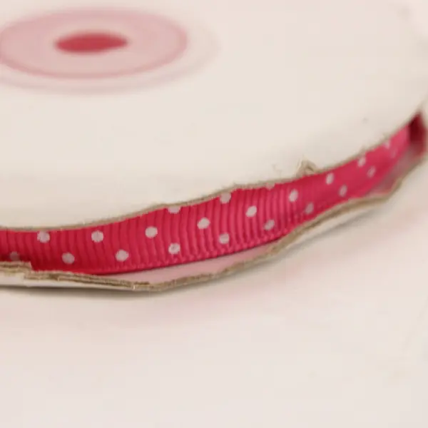 Lot of 4 Offray Grosgrain Ribbon Pink White Polka Dot Blue Green
