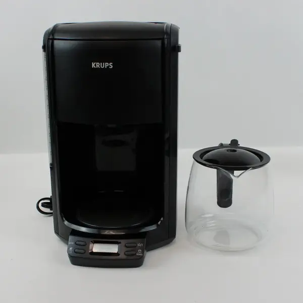 KRUPS FME214 12-Cup Programmable Coffee Maker Black Glass Carafe