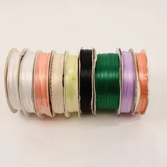 Lot of 9 Offray Vintage Satin Ribbon Spools Assorted Colors Craft