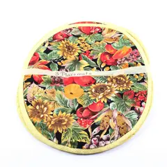 Lot of 3 Fruit & Flower Yellow Plaid Trim Oval Placemats Table Decor 18''