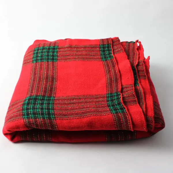 Red Green Gold Plaid Christmas Holiday Tablecloth 57 x 40 Inches