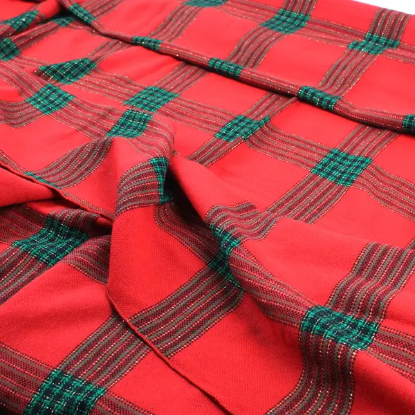 Red Green Gold Plaid Christmas Holiday Tablecloth 57 x 40 Inches