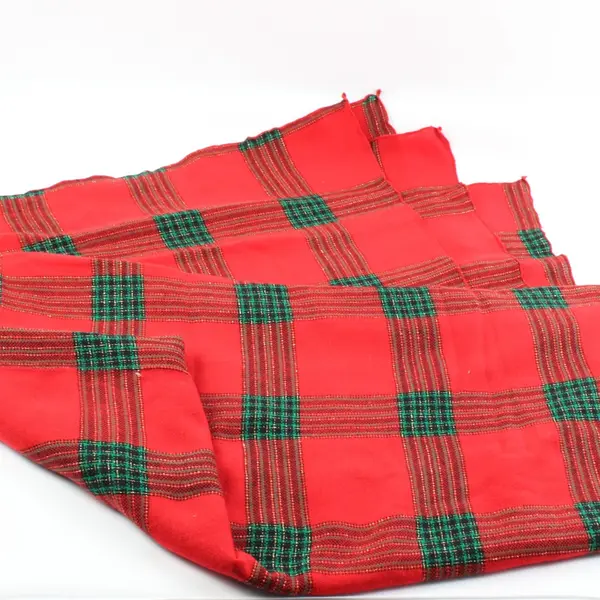Red Green Gold Plaid Christmas Holiday Tablecloth 57 x 40 Inches