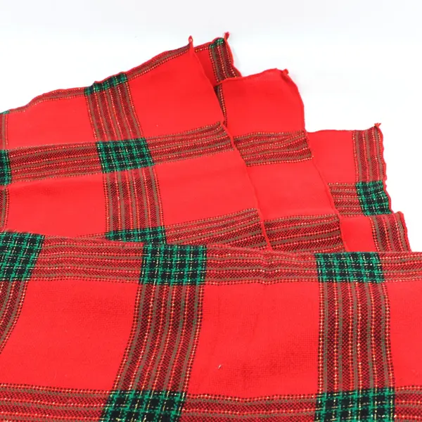 Red Green Gold Plaid Christmas Holiday Tablecloth 57 x 40 Inches