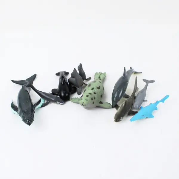 Lot of 10 Unbranded Sea Creature Figures: Fish, Whales & Seals