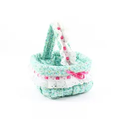 Handmade Turquoise Floral Fabric Basket
