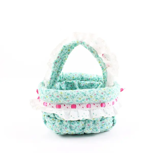 Handmade Turquoise Floral Fabric Basket