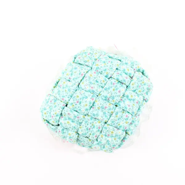 Handmade Turquoise Floral Fabric Basket