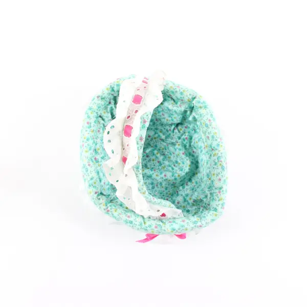 Handmade Turquoise Floral Fabric Basket