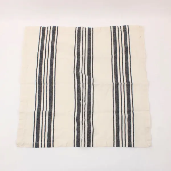 World Market Set of 4 100% Cotton Striped Napkins 20x20 Black Off White