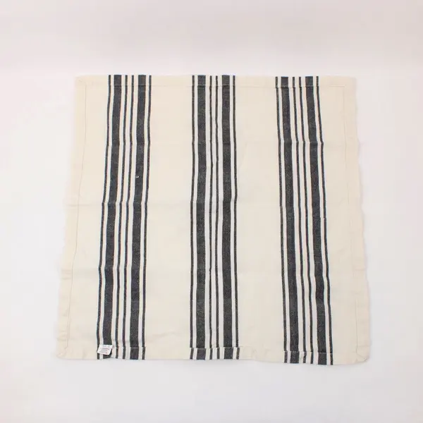 World Market Set of 4 100% Cotton Striped Napkins 20x20 Black Off White