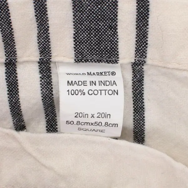 World Market Set of 4 100% Cotton Striped Napkins 20x20 Black Off White