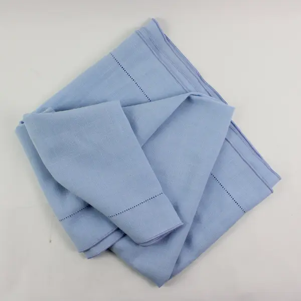 Blue Square Synthetic Linen-Like Tablecloth 50x50 Inch Pre-Owned