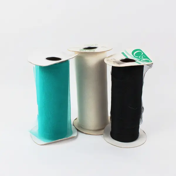 Lot of 3 Mixed Brand Tulle-Lita/C&G Rolls 25yd 6in Turquoise White Black