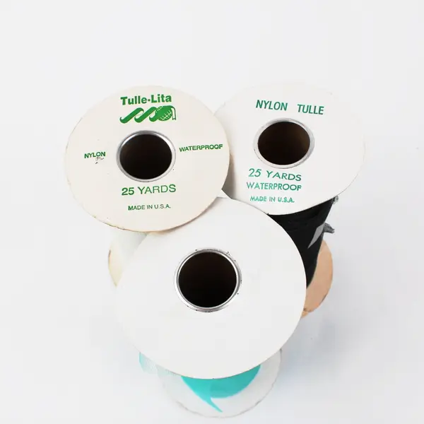 Lot of 3 Mixed Brand Tulle-Lita/C&G Rolls 25yd 6in Turquoise White Black