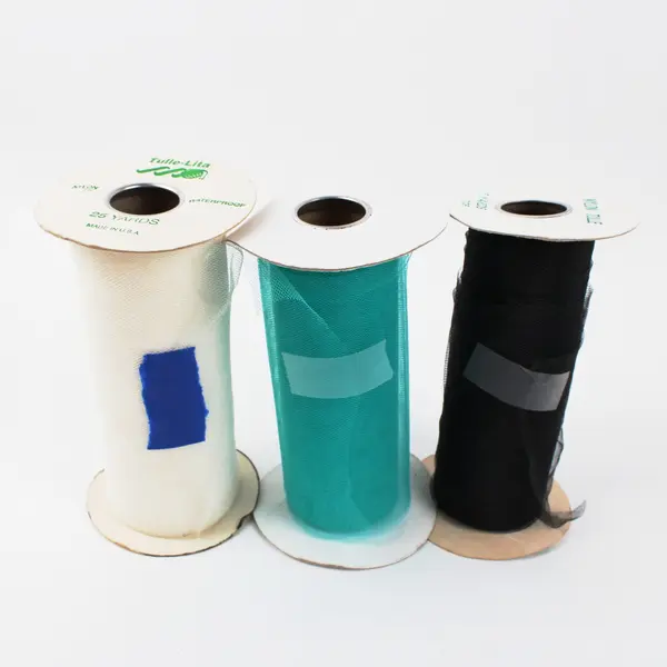 Lot of 3 Mixed Brand Tulle-Lita/C&G Rolls 25yd 6in Turquoise White Black