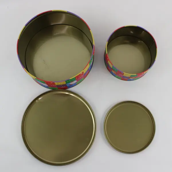 Two Lindy Bowman Christmas Nesting Tins Santa Reindeer Holiday Storage Decor