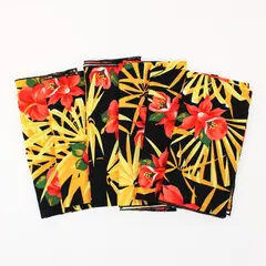 Black Tropical Floral Cloth Napkins Set of 6