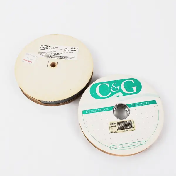 C&G Lot of 2 Polyester Satin Ribbon Rolls Olive Green Black White Loop Trim