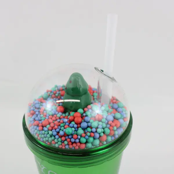  Christmas Tumbler Snow Globe Dome Lid Straw