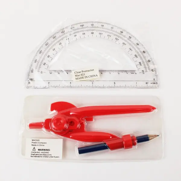 Mixed Lot of Math Manipulatives MAC020 MAC021 Plastic Compass Clear Protractor