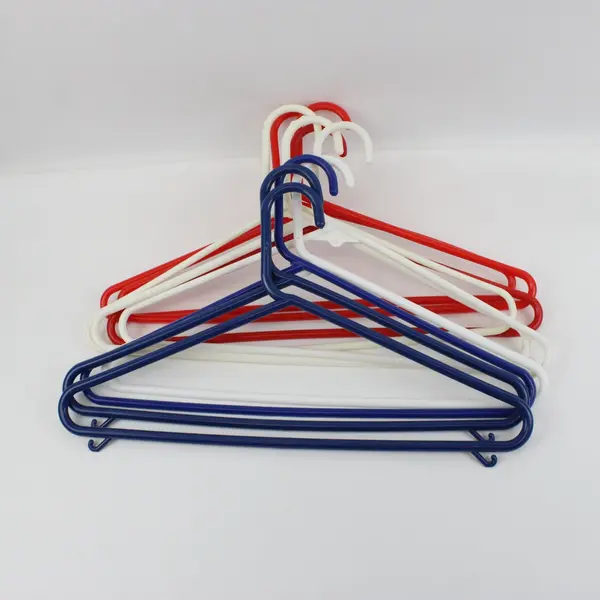 Lot of 10 Red White Blue Plastic Clothes Hangers