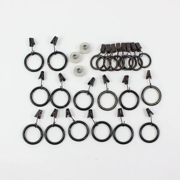 Lot of Approx 25 Metal Curtain Clip Rings Black Dark Bronze 3 White Felt Pads