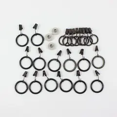Lot of Approx 25 Metal Curtain Clip Rings Black Dark Bronze 3 White Felt Pads