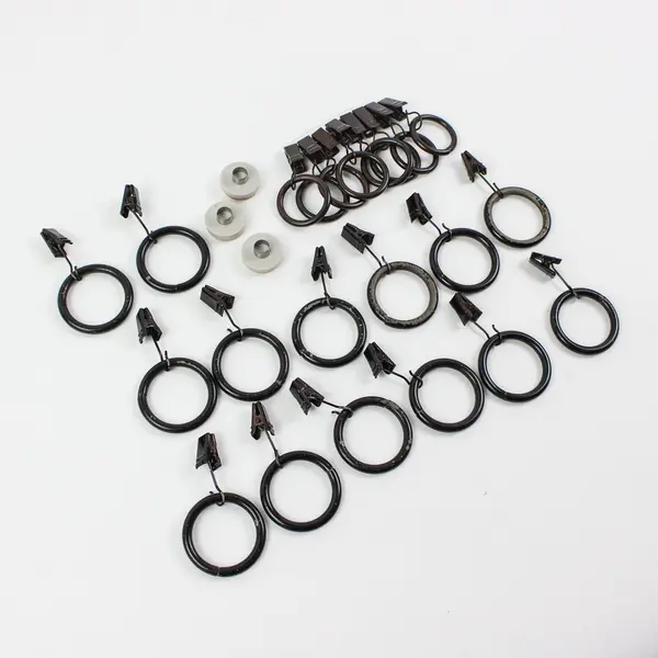 Lot of Approx 25 Metal Curtain Clip Rings Black Dark Bronze 3 White Felt Pads