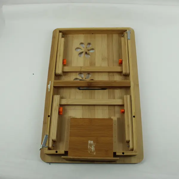 Unbranded Bamboo Portable Laptop Lap Desk Ventilated Wood Tray 21.5 x 13.5
